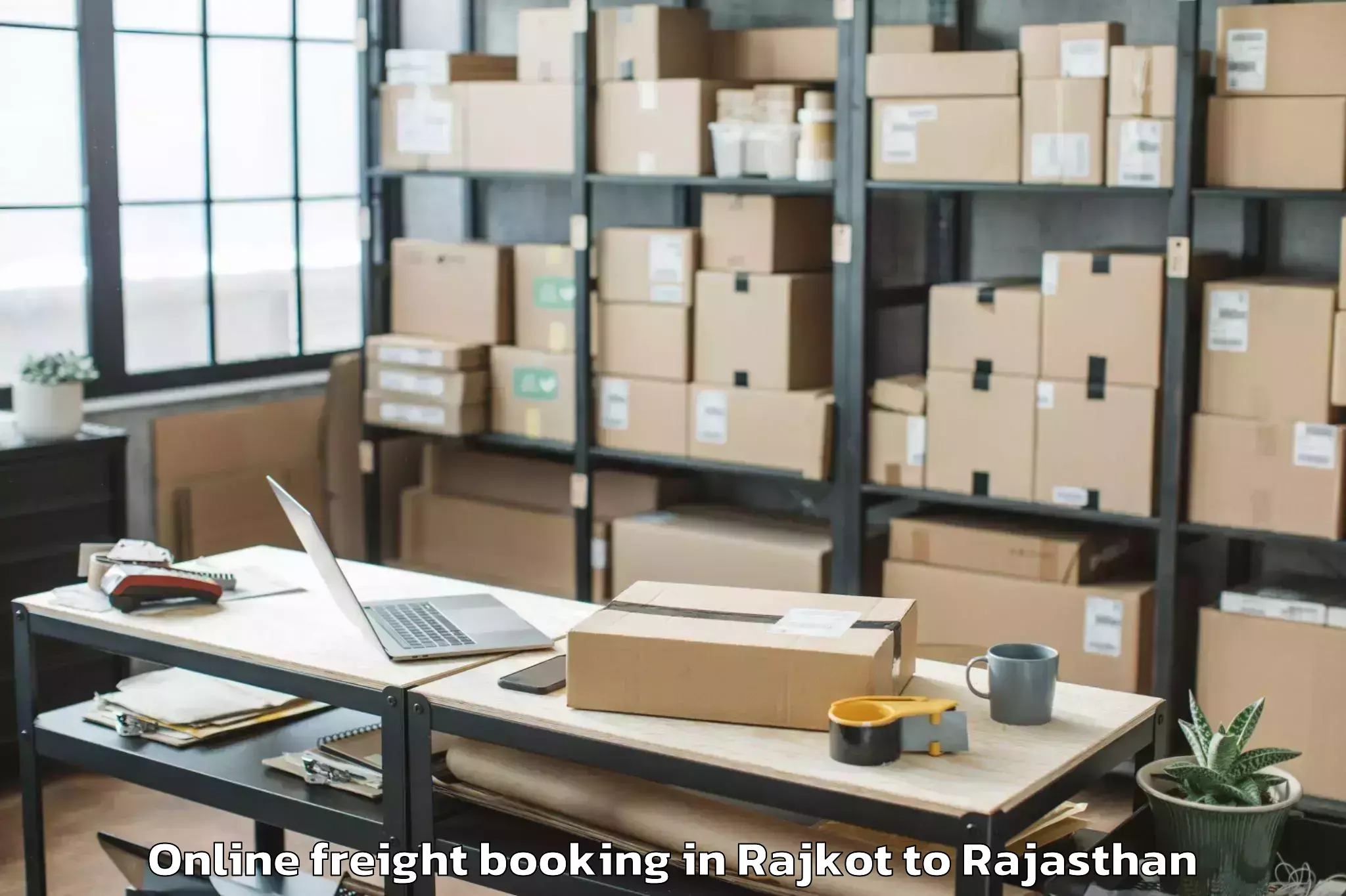 Hassle-Free Rajkot to Banasthali Vidyapith Online Freight Booking